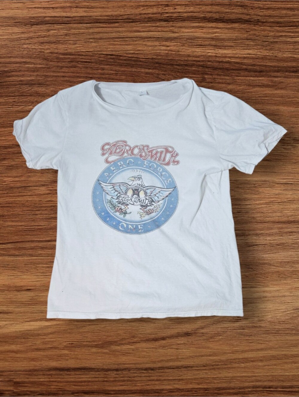 Aerosmith Vintage Aero Force One White Graphic Tee Shirt